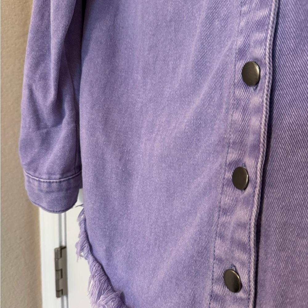 Lavender Button-Front Denim Shacket - image 4
